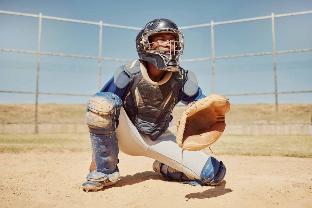 baseball catcher waiting for ball college coach recruiting database